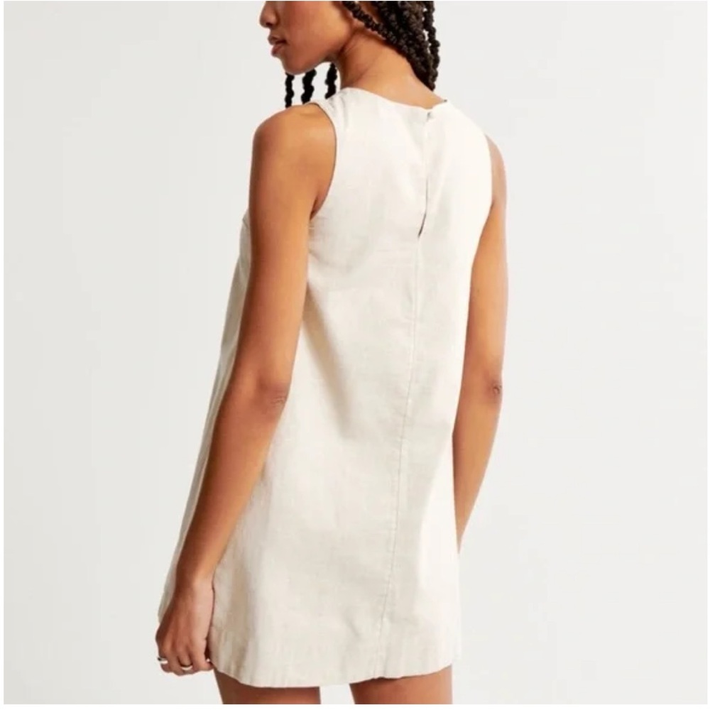 Abercrombie & Fitch Linen Sleeveless Shift Dress Women’s XL White Mini - Picture 2 of 6